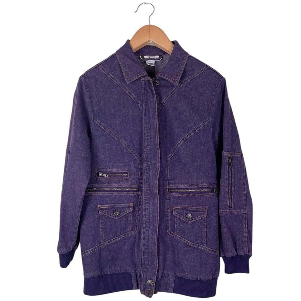 Vintage Denim 24/7 Purple Full Zip Jean Jacket Utility Women’s Size 14W